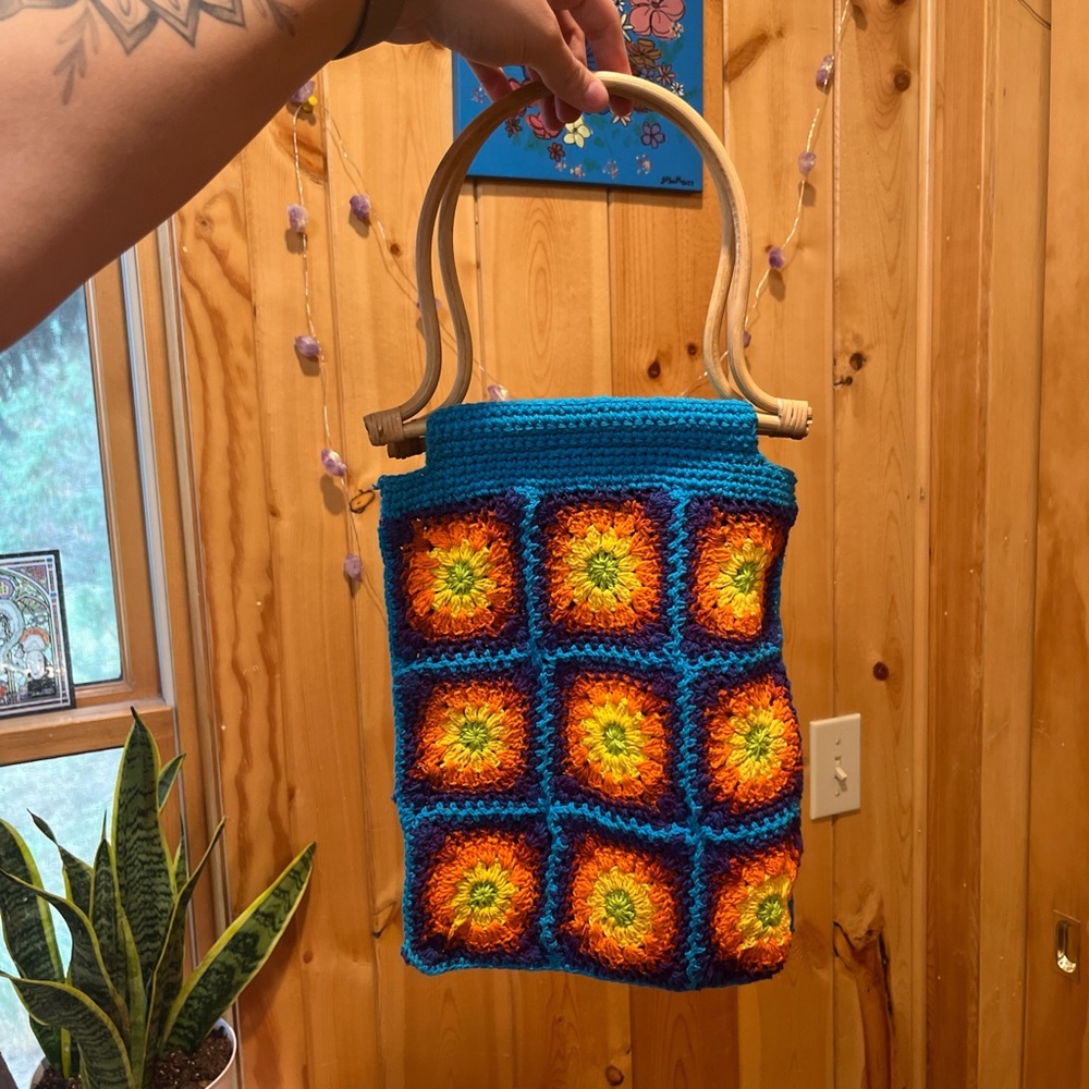 Handcrafted Crochet Tote Bag - Multicolor